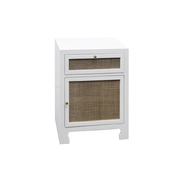 Matte White Lacquer and Natural Caning 22-Inch Cabinet, image 2
